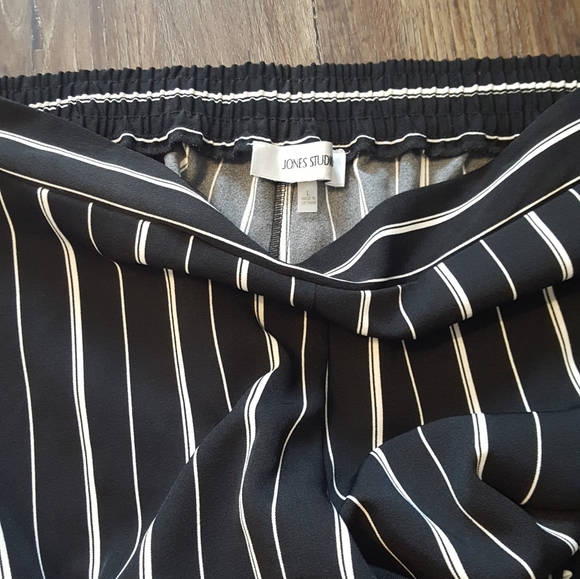 Jones Studio Black Striped Wide Leg Pants Sz Large - Picture 2 of 5